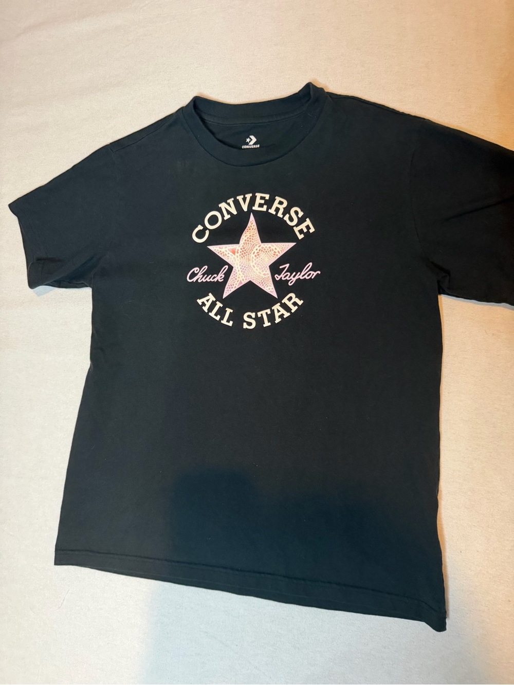 Converse Black Tee with Pink Star Graphic